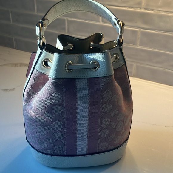 Pink and Ivory Coach Handbag - Picture 6 of 7